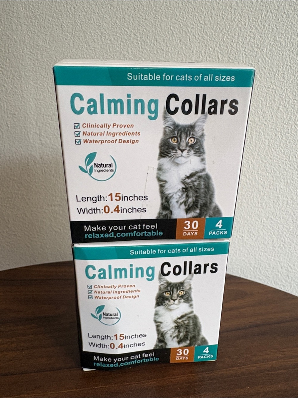 Calming Collars for Cats - Teal & White - Natural Ingredients (4 Pack)
